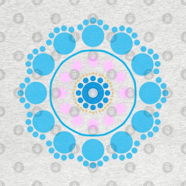 MANDALA BLUE CIRCLES, BLUE DOT MANDALA, DOTTY MANDALA, DOTILLISM MANDALA DESIGN, DOT ART MANDALA by danitacreate